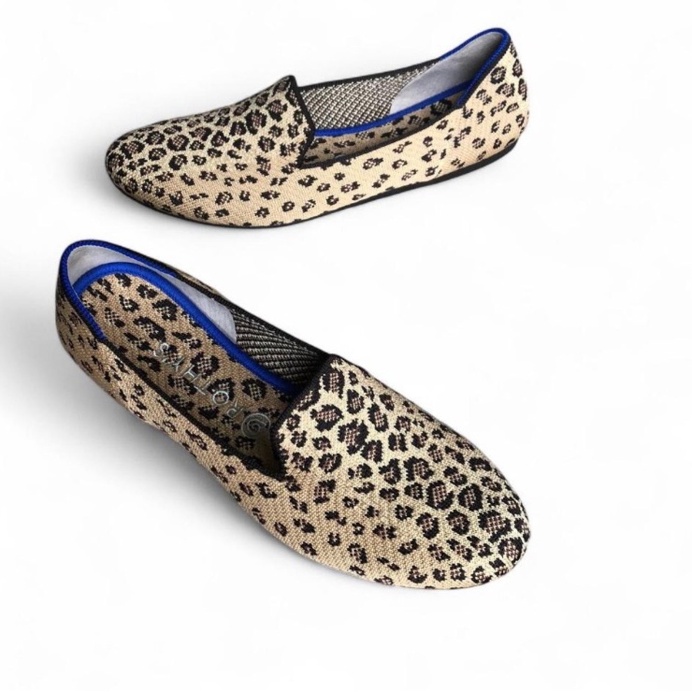 ROTHYS Shoes Size 10 Loafers Flats Retired Cheetah Leopard Animal Print Knit